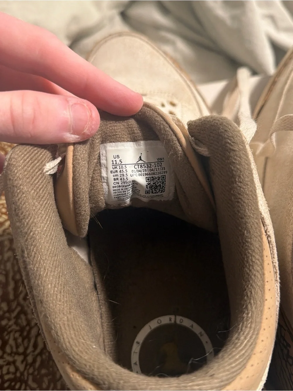 Jordan Men’s Suede Athletic Shoes in Cream, Brown and Gold
